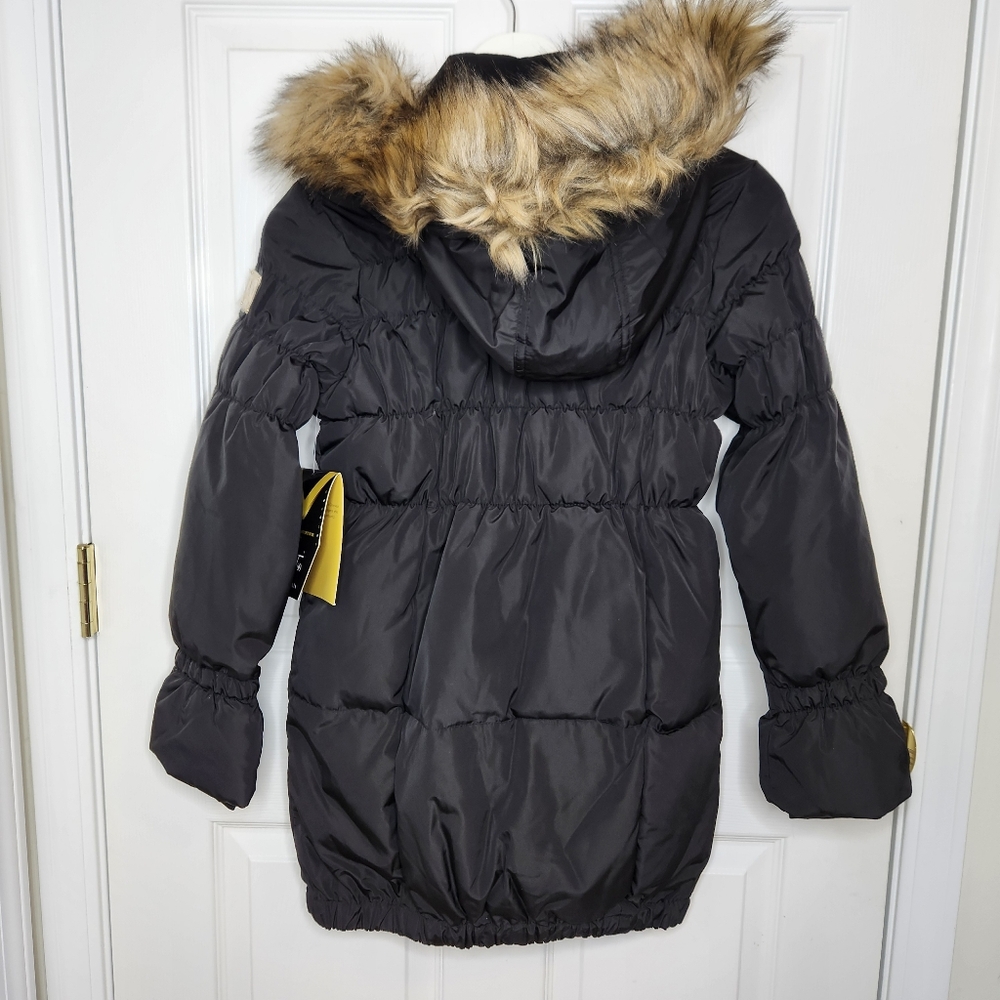 Kids Versace Italia 19V69 Black Puffer Jacket with Faux Fur Hood - Picture 8 of 13